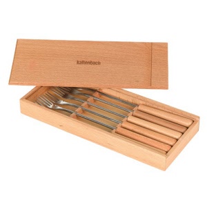 Kaltenbach fondue fork set wood in wooden box 6 pieces